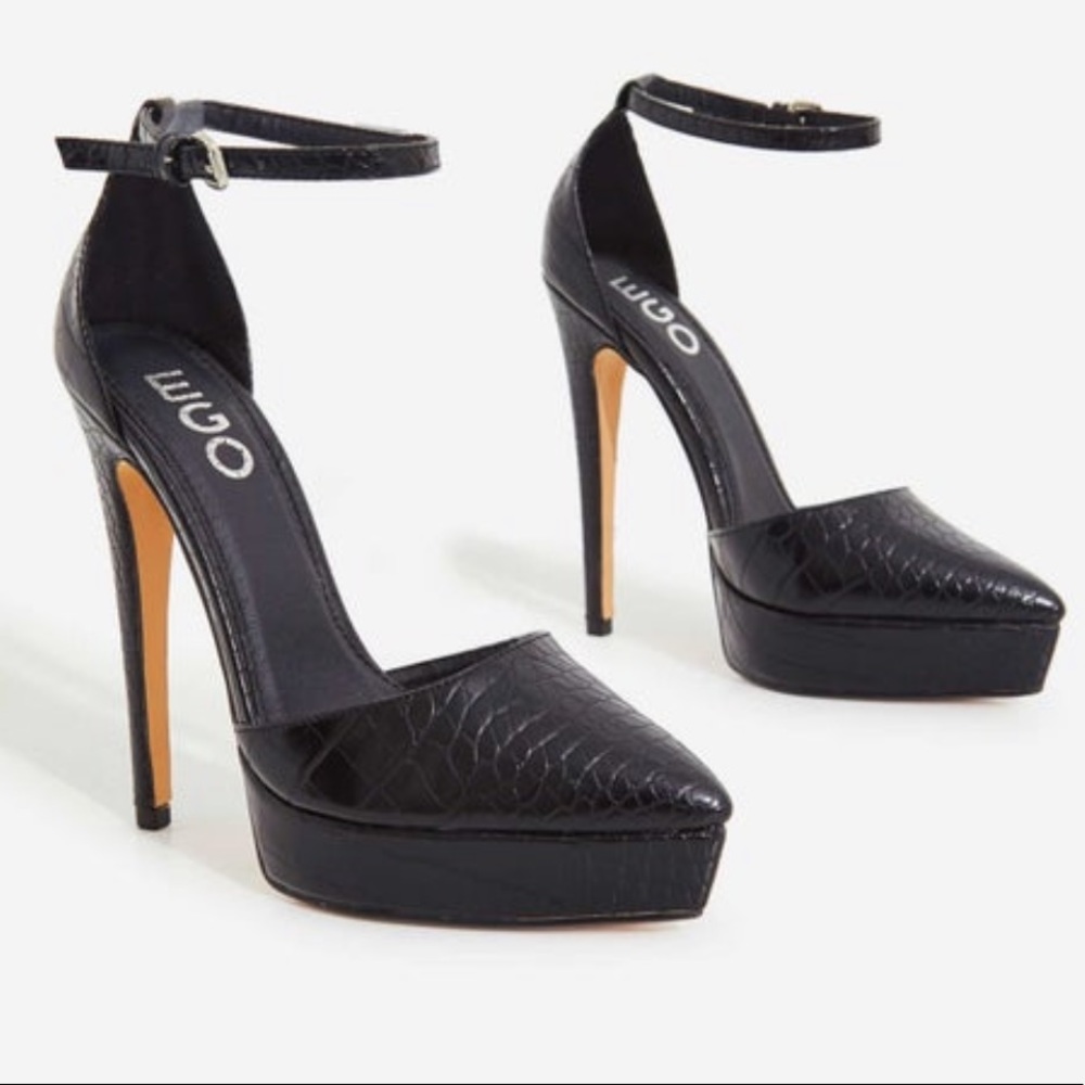 🆕 EGO Platform Pointed Toe Heel Croc black